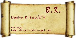 Benke Kristóf névjegykártya
